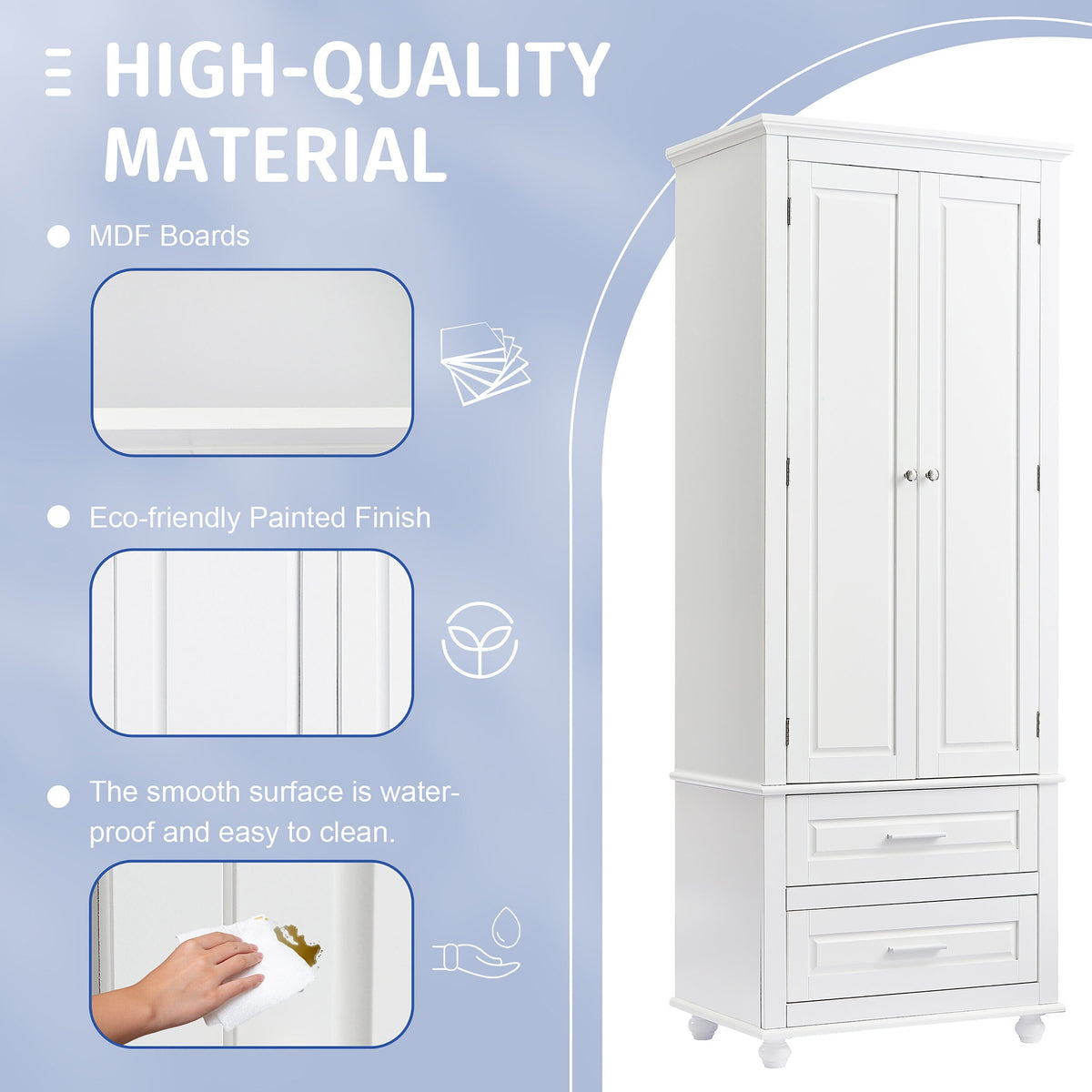 ModernLuxe 15.7-in W x 62.5-in H Wood Composite White Wall-mount Utility Storage Cabinet
