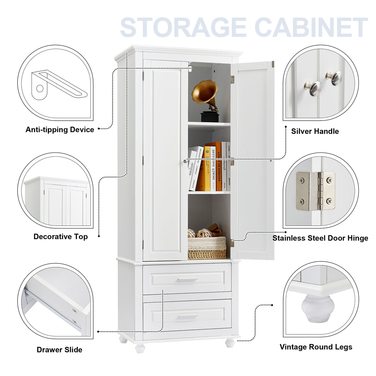 ModernLuxe 15.7-in W x 62.5-in H Wood Composite White Wall-mount Utility Storage Cabinet