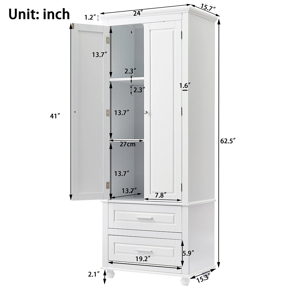 ModernLuxe 15.7-in W x 62.5-in H Wood Composite White Wall-mount Utility Storage Cabinet