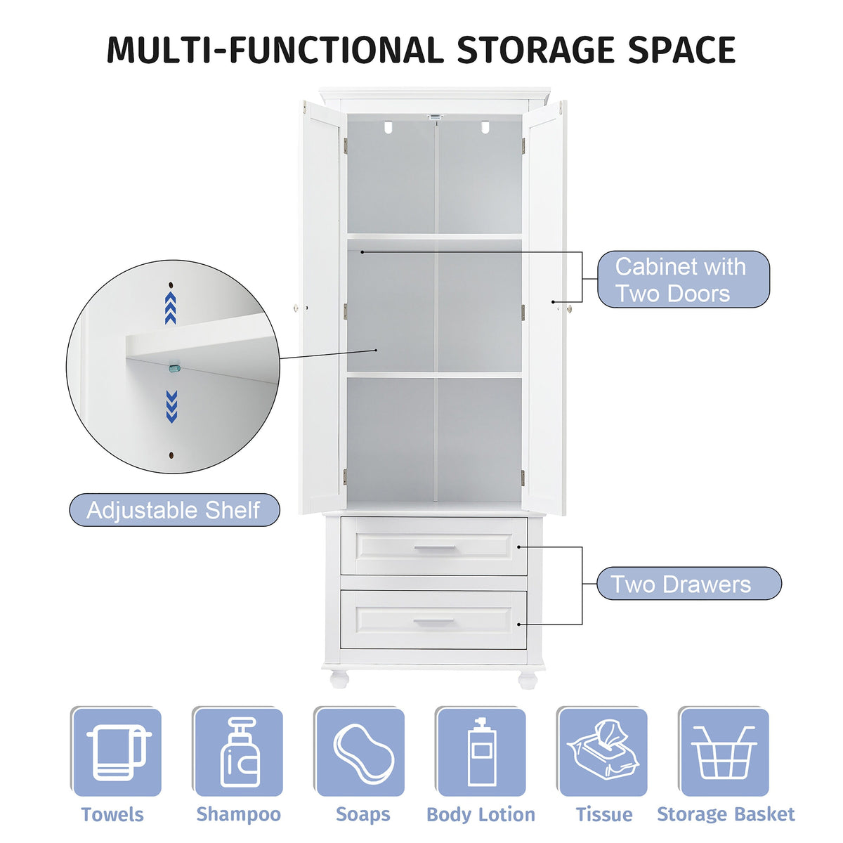 ModernLuxe 15.7-in W x 62.5-in H Wood Composite White Wall-mount Utility Storage Cabinet