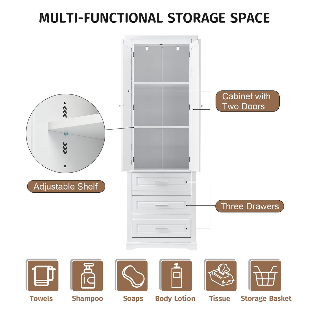 ModernLuxe 15.7-in W x 70-in H Wood Composite White Wall-mount Utility Storage Cabinet