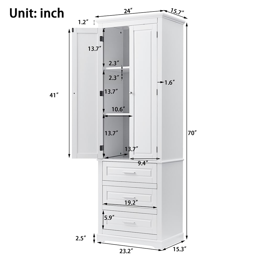 ModernLuxe 15.7-in W x 70-in H Wood Composite White Wall-mount Utility Storage Cabinet