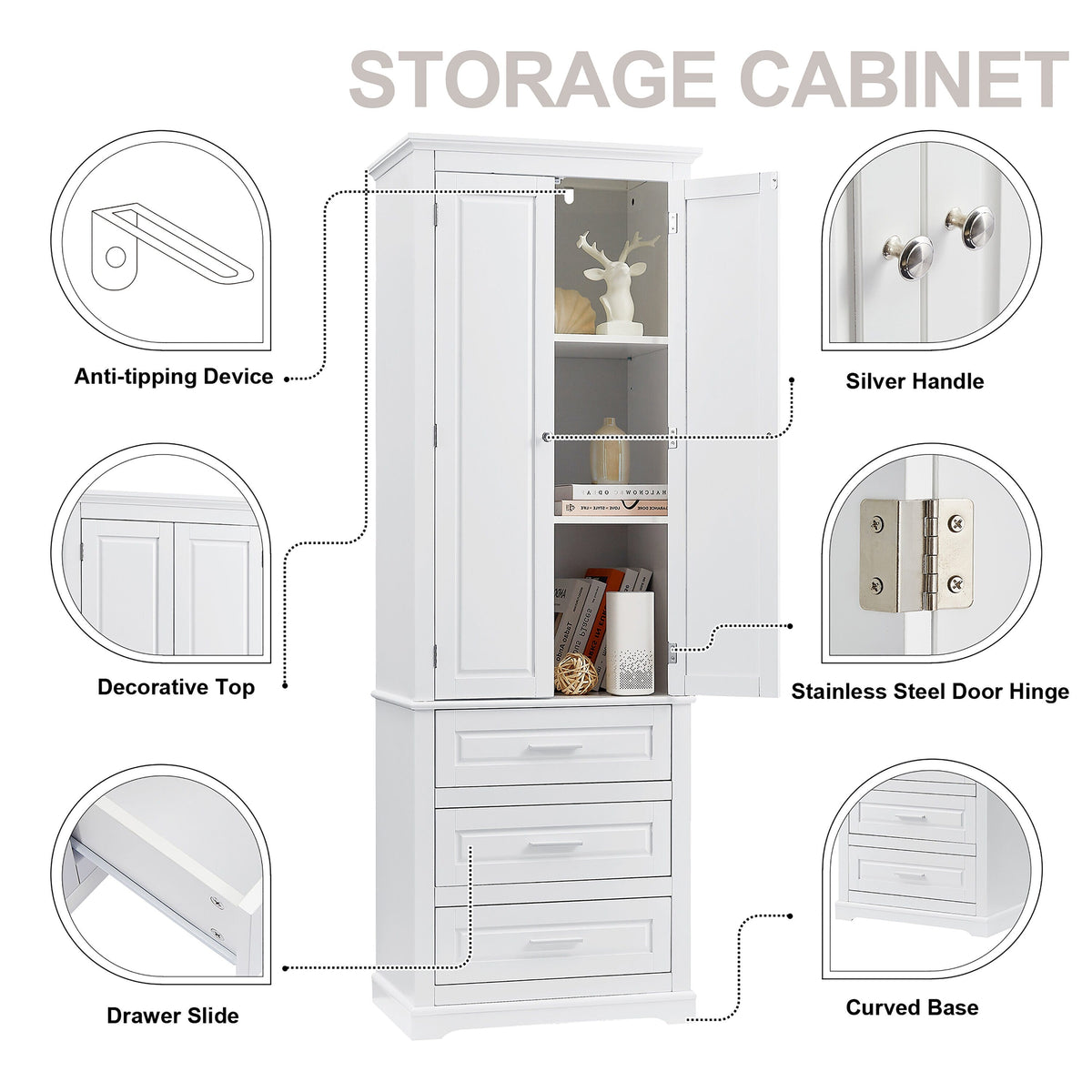 ModernLuxe 15.7-in W x 70-in H Wood Composite White Wall-mount Utility Storage Cabinet