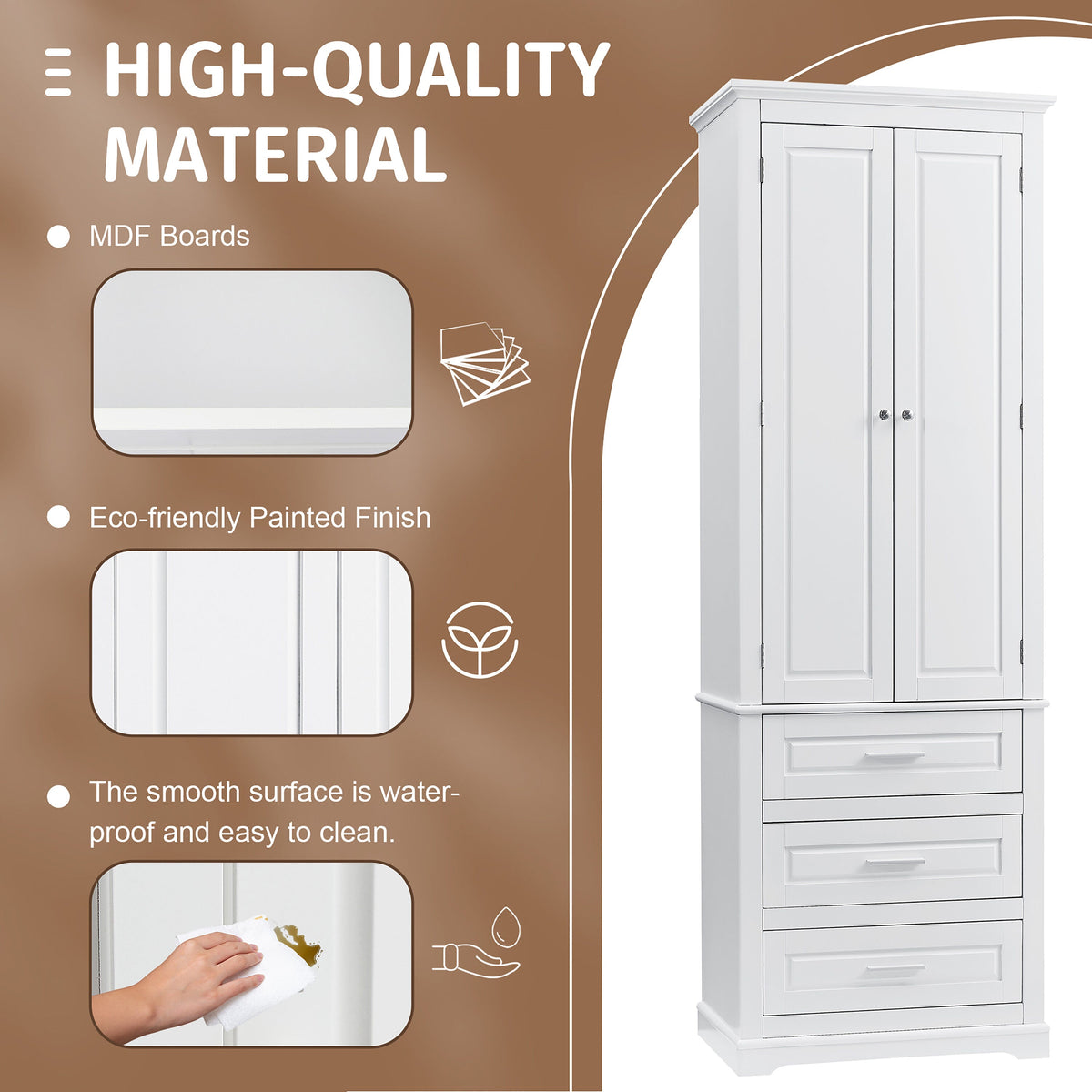 ModernLuxe 15.7-in W x 70-in H Wood Composite White Wall-mount Utility Storage Cabinet