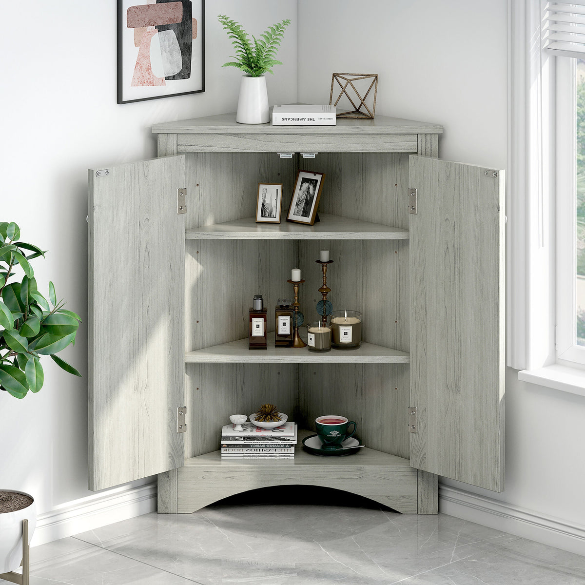 ModernLuxe 17.2-in W x 31.5-in H Wood Composite Oak Wall-mount Utility Storage Cabinet