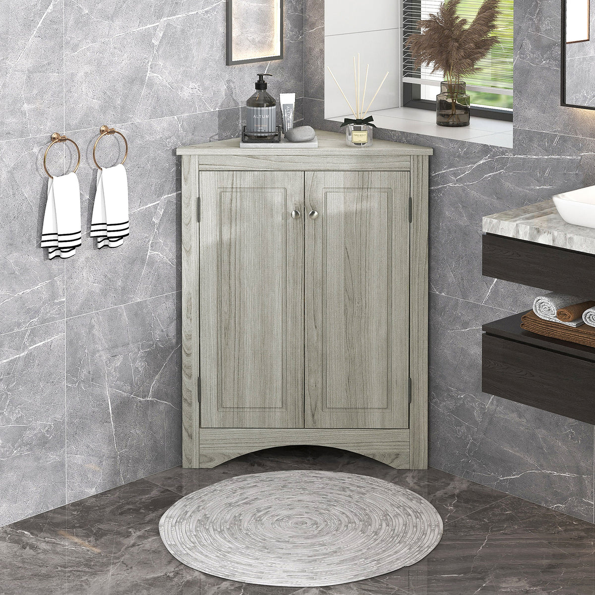 ModernLuxe 17.2-in W x 31.5-in H Wood Composite Oak Wall-mount Utility Storage Cabinet