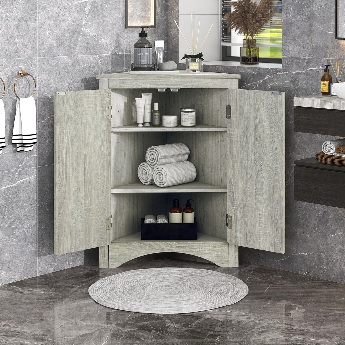 ModernLuxe 17.2-in W x 31.5-in H Wood Composite Oak Wall-mount Utility Storage Cabinet