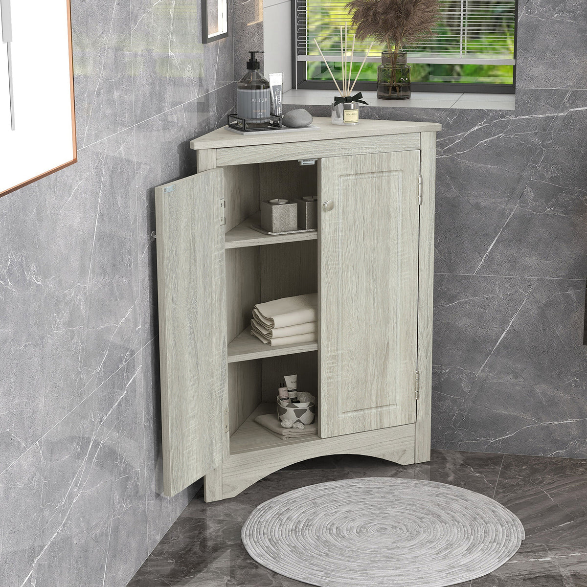 ModernLuxe 17.2-in W x 31.5-in H Wood Composite Oak Wall-mount Utility Storage Cabinet