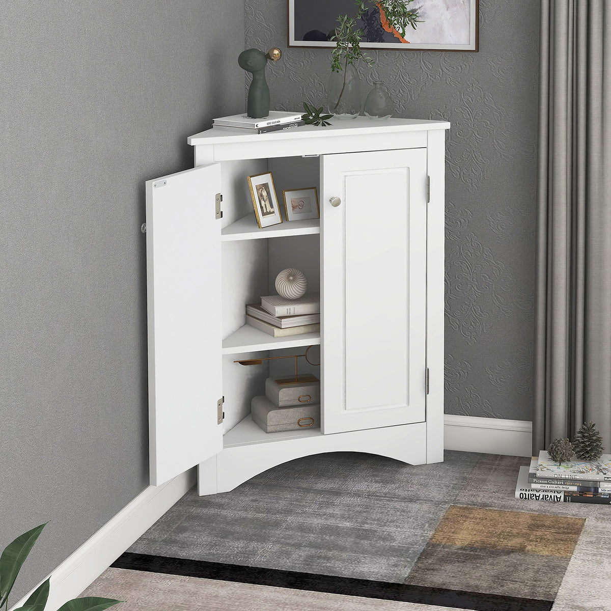 ModernLuxe 17.2-in W x 31.5-in H Wood Composite White Wall-mount Utility Storage Cabinet
