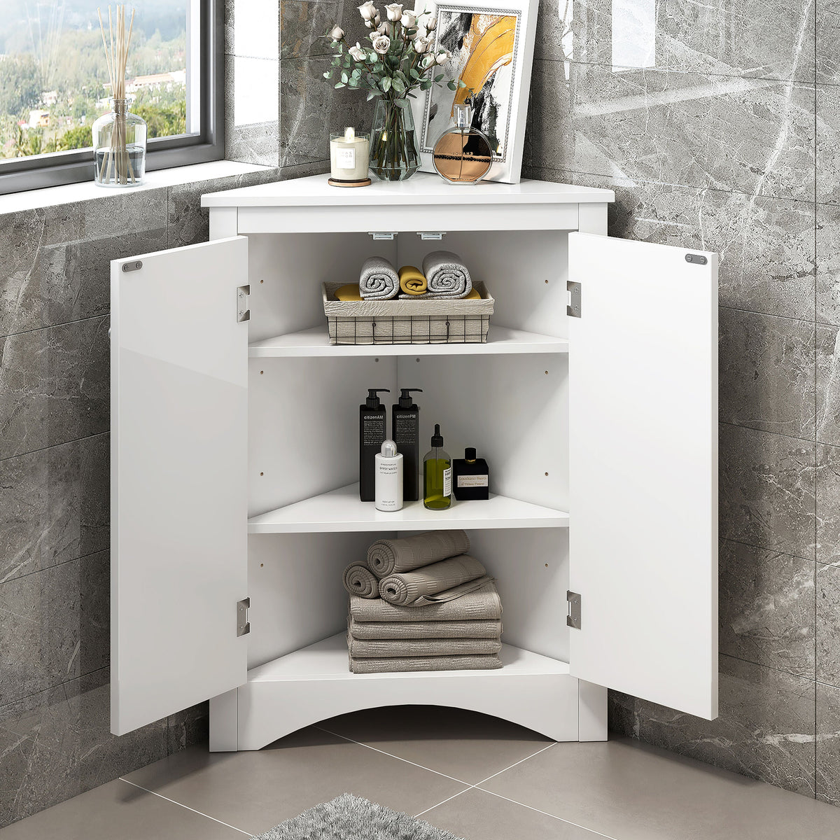 ModernLuxe 17.2-in W x 31.5-in H Wood Composite White Wall-mount Utility Storage Cabinet