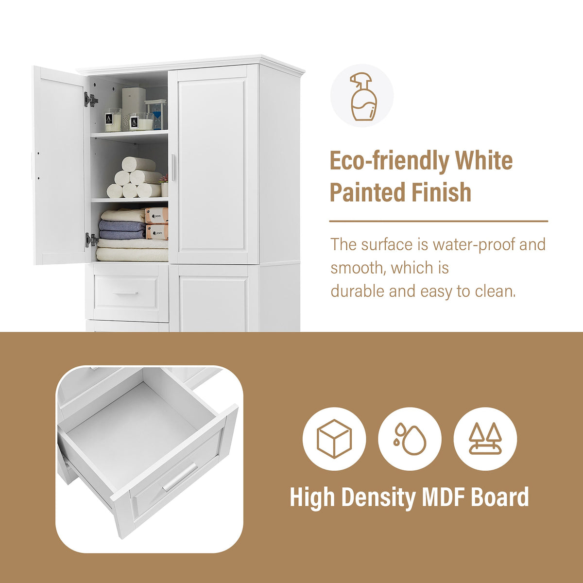 ModernLuxe 19.6-in W x 62.2-in H Wood Composite White Wall-mount Utility Storage Cabinet