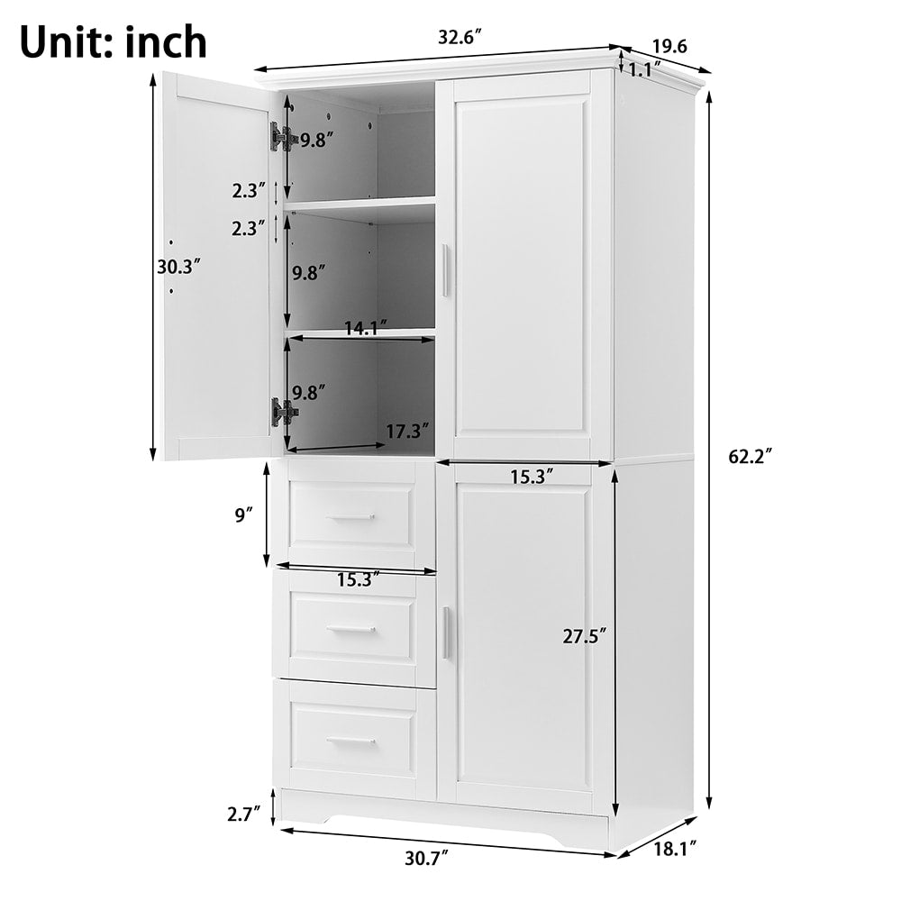 ModernLuxe 19.6-in W x 62.2-in H Wood Composite White Wall-mount Utility Storage Cabinet
