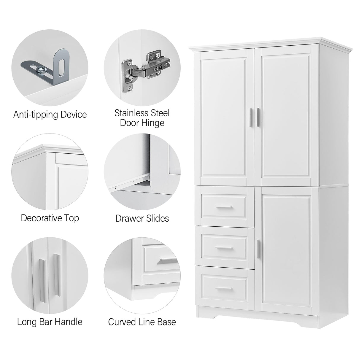 ModernLuxe 19.6-in W x 62.2-in H Wood Composite White Wall-mount Utility Storage Cabinet