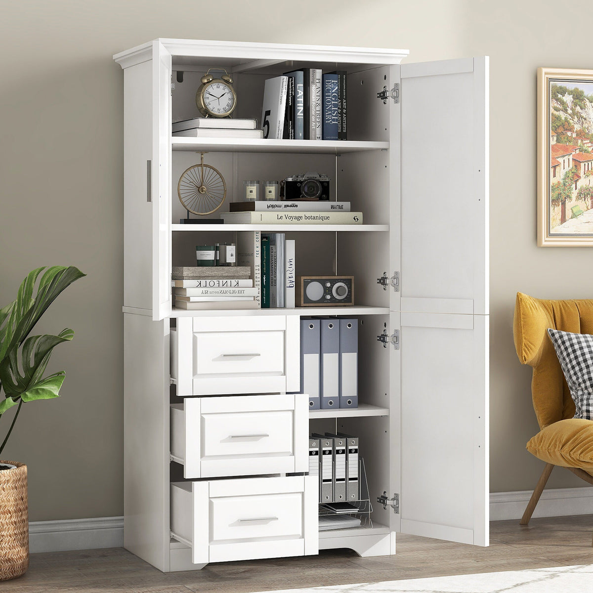 ModernLuxe 19.6-in W x 62.2-in H Wood Composite White Wall-mount Utility Storage Cabinet
