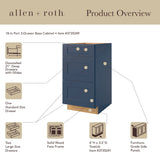 allen + roth Port 18-in W x 34.5-in H x 24-in D Navy 3-Drawer Base Fully Assembled Cabinet (Flat Panel Style)