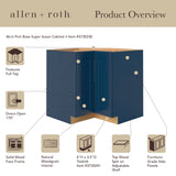allen + roth Port 36-in W x 34.5-in H x 24-in D Navy Lazy Susan Corner Base Fully Assembled Cabinet (Flat Panel Shaker Style)