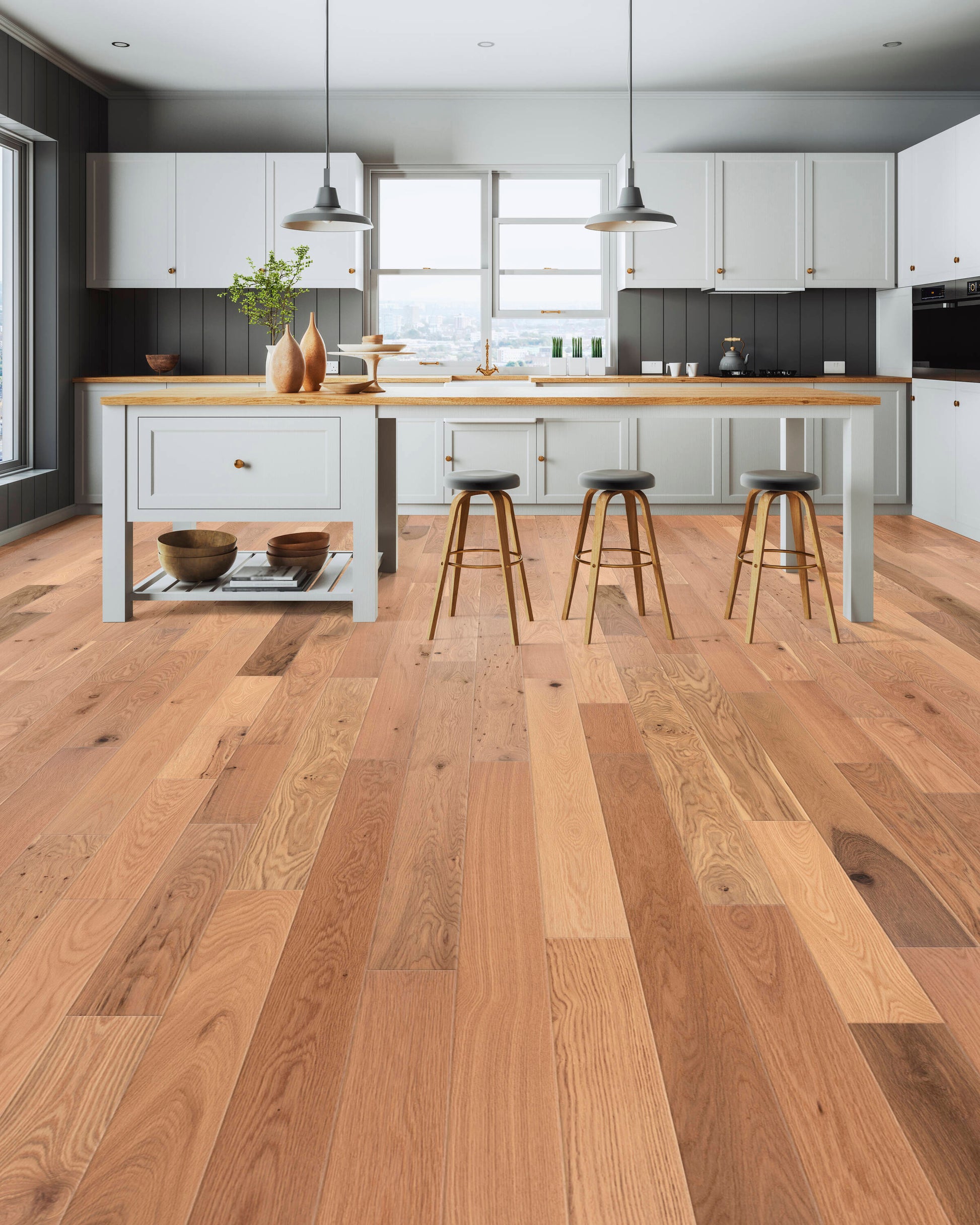 Beasley White oak Natural hardwood flooring — installed room view