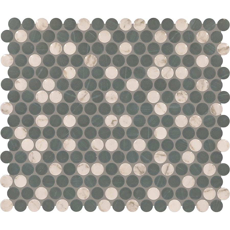 American Olean Peppy Pennies Graphite 11-in x 13-in Multi-finish Ceramic Penny Round Patterned Wall Tile (1.06-sq. ft/ Piece)