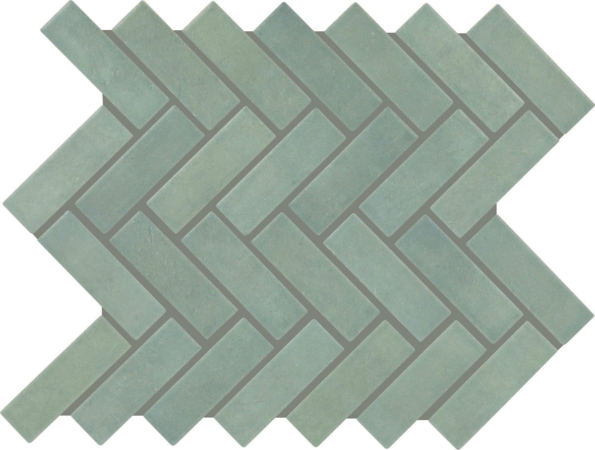 Daltile Konrad Seafoam 9-in x 12-in Matte Ceramic Patterned Herringbone Mosaic Floor and Wall Tile product image