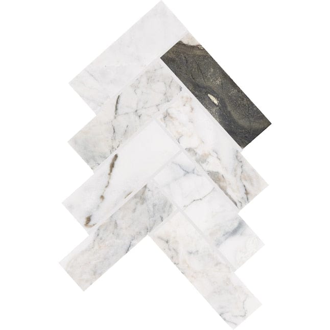 American Olean Genuine Stone Tuxedo 10-in x 16-in Polished Natural Stone Marble Herringbone Patterned Wall Tile (0.67-sq. ft/ Piece)