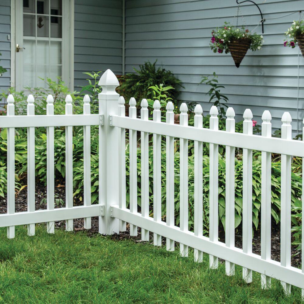 Freedom Newport 3-ft H x 8-ft W White Vinyl Picket Fence Panel (Assembled)