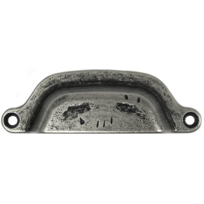 Laurey Riverstone 3-in (76mm) Center to Center Distressed Pewter Rectangular Cup Drawer Pull