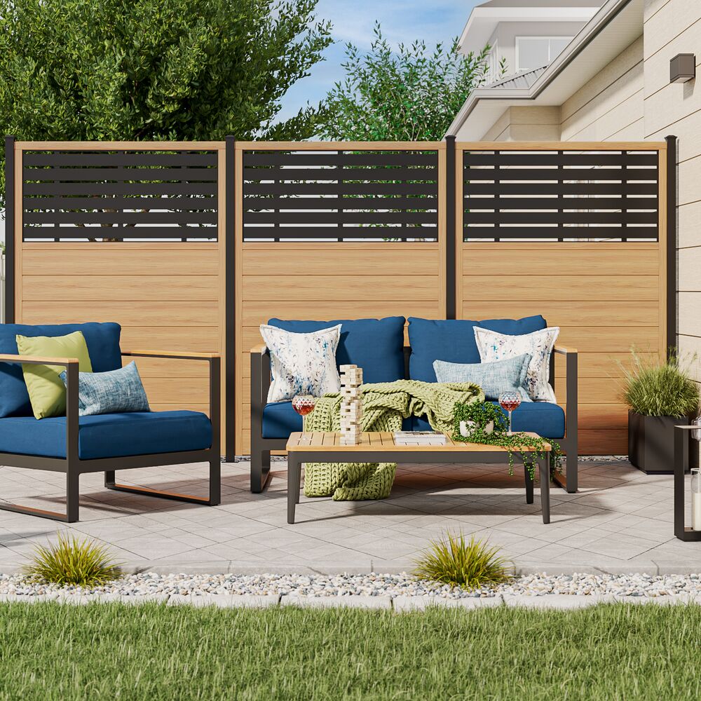 Freedom Boardwalk 6-ft H x 4-ft W Cypress Vinyl Flat-top Fence Panel (Unassembled)