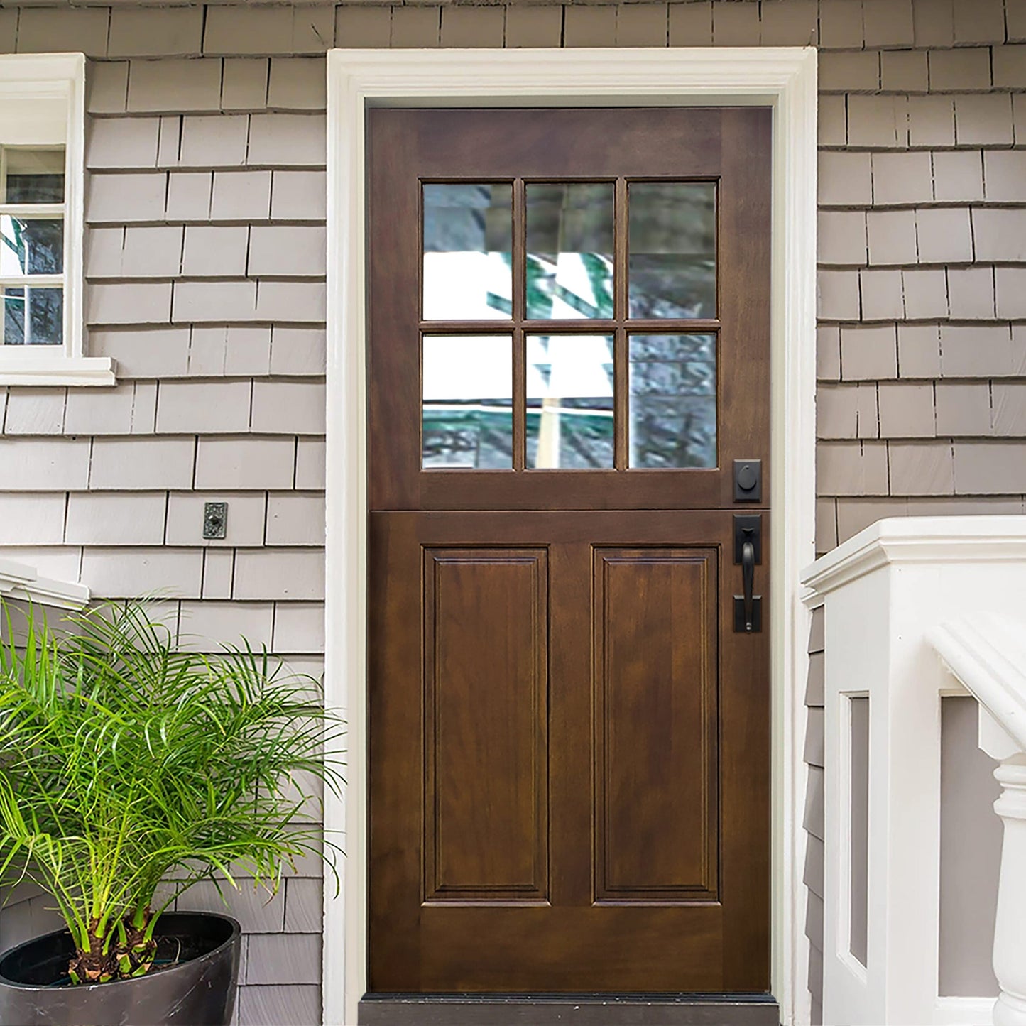 Creative Entryways Mahogany Craftsman Dutch Front Door with Clear Glass