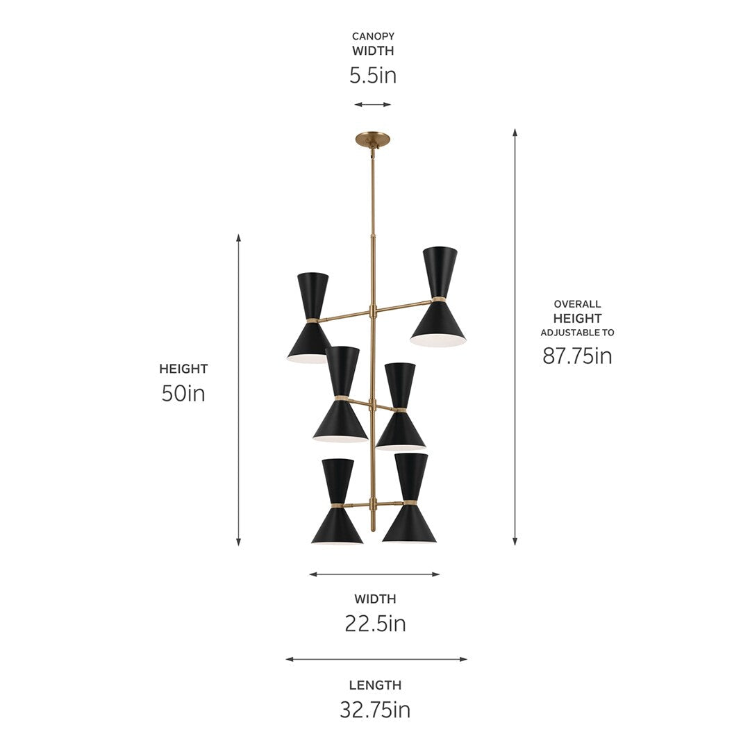 Kichler Phix 12-Light Gold Mid-century Chandelier