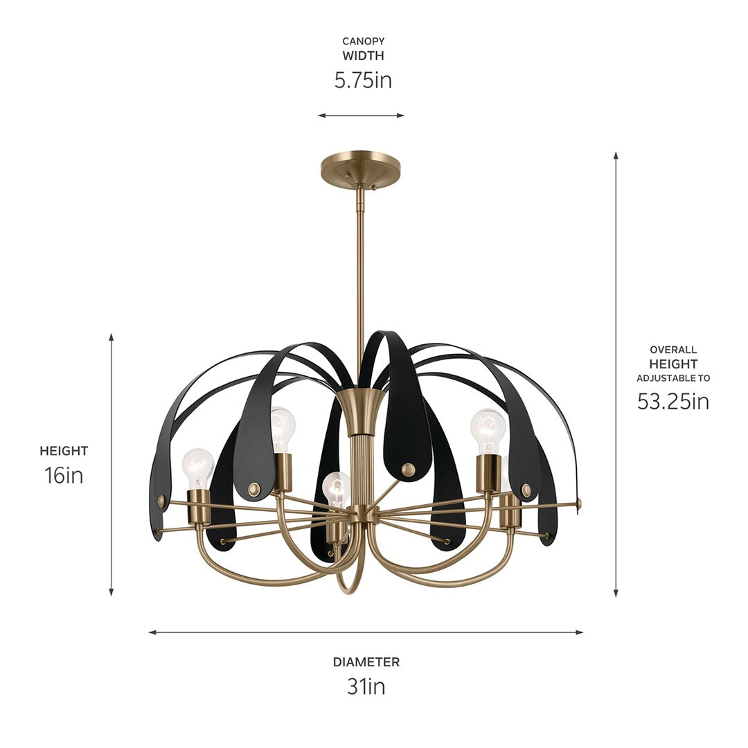 Kichler Petal 5-Light Gold Vintage Chandelier