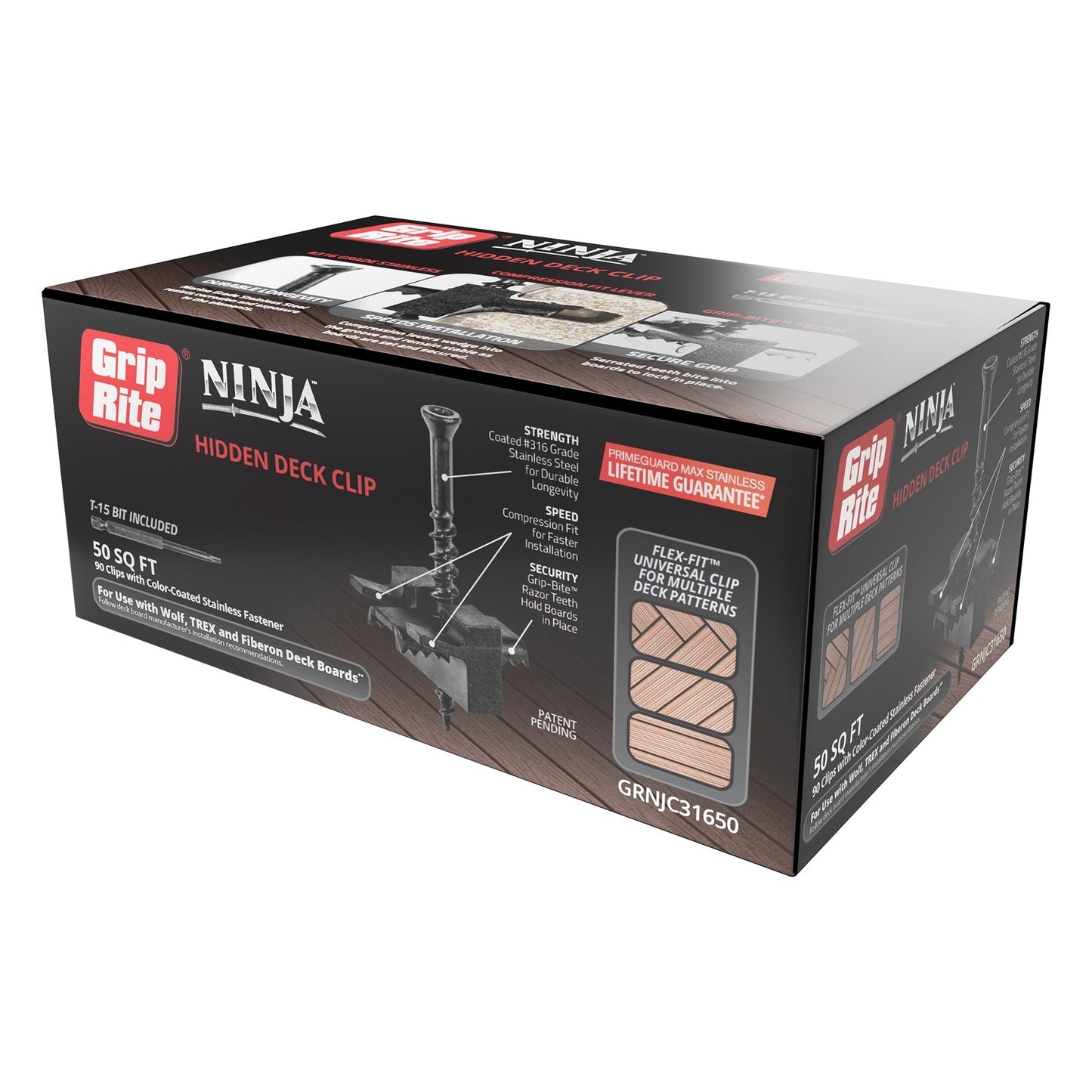 GRIP-RITE NINJA Ninja 1.625-in Black Hidden Deck Fastener 50-sq ft (90-Pack)