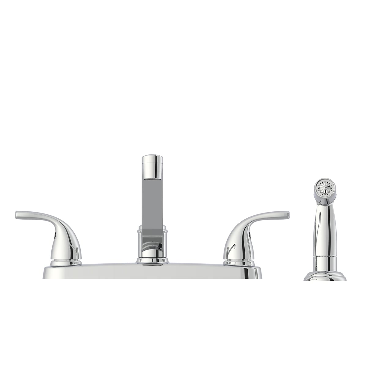 Project Source Dover Chrome 2-Handle Low-Arc Deck-Mount Kitchen Faucet with Side Sprayer and Deck Plate