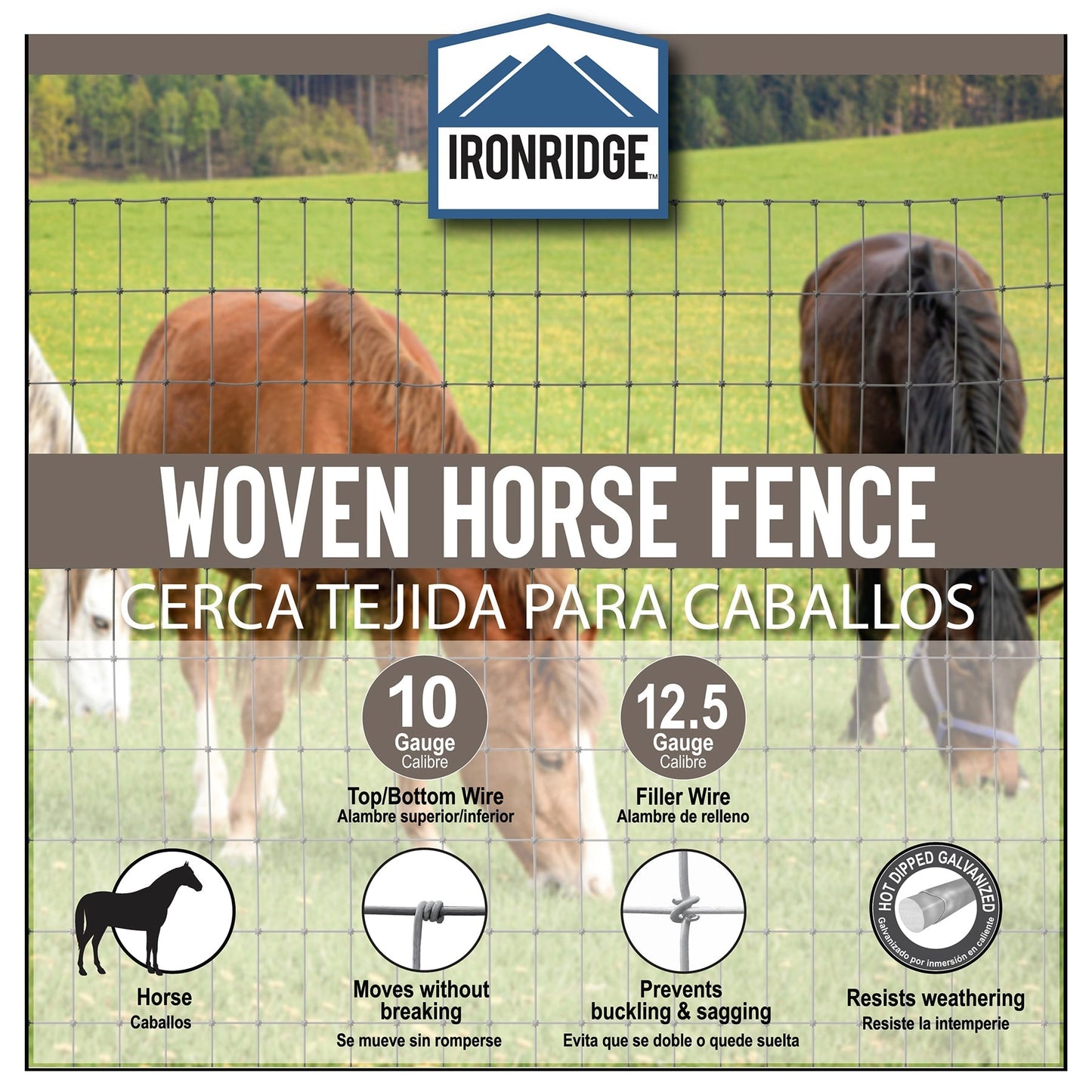 IRONRIDGE 100-ft x 4-ft Galvanized Steel Woven Wire Fence