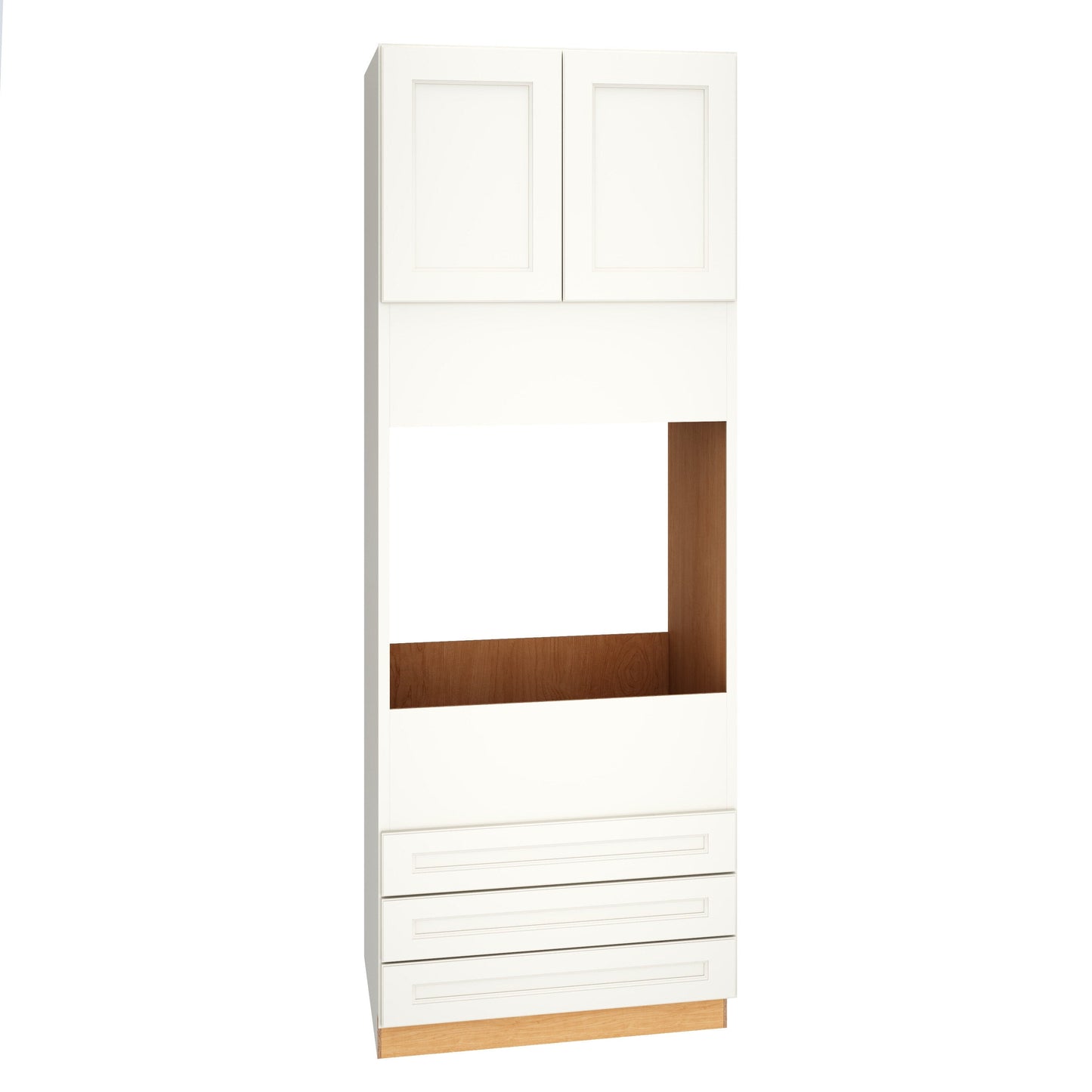 Diamond Express Macaulay 33-in W x 96-in H x 24-in D White 3-Drawers Single Oven Base Fully Assembled Plywood Cabinet (Recessed Panel Square Style)