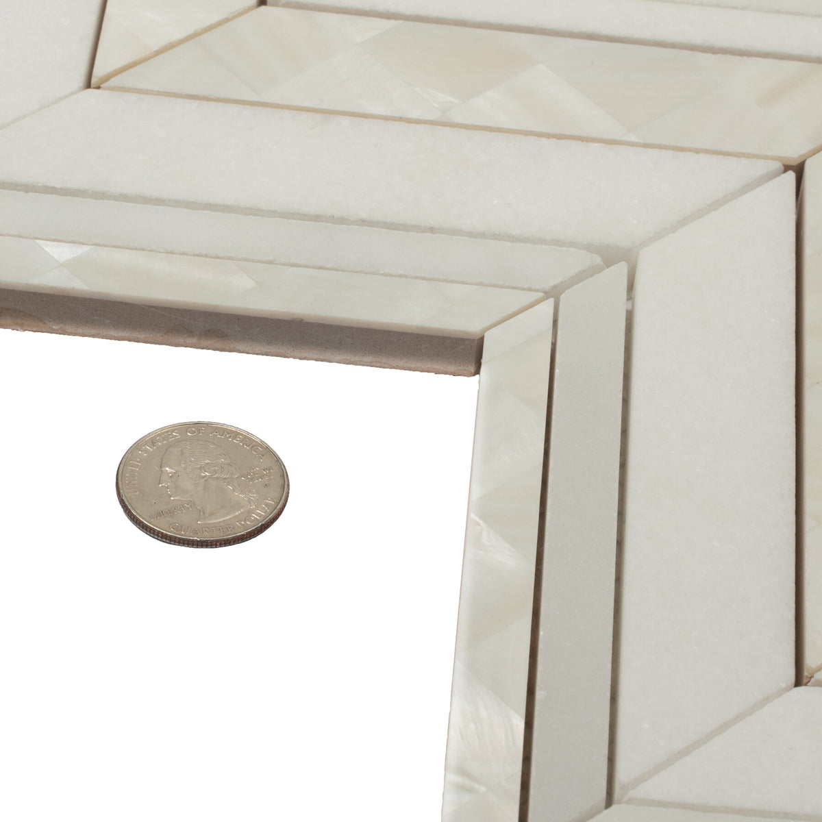 Apollo Tile (Sample) Winterland Pearl White 12-in x 12-in Polished Marble Herringbone Patterned Floor and Wall Tile