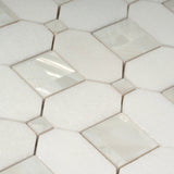 Apollo Tile (Sample) Winterland Pearl White 12-in x 12-in Polished Marble Octagon Dot Patterned Floor and Wall Tile