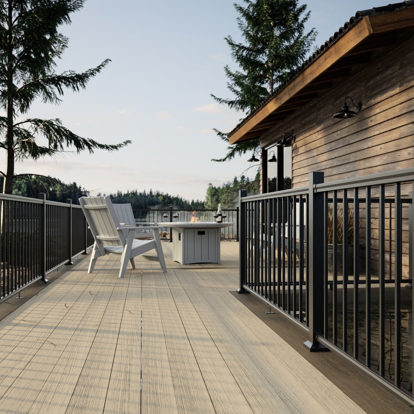 Fiberon CitySide Contemporary Matte Black Aluminum Deck Line Post