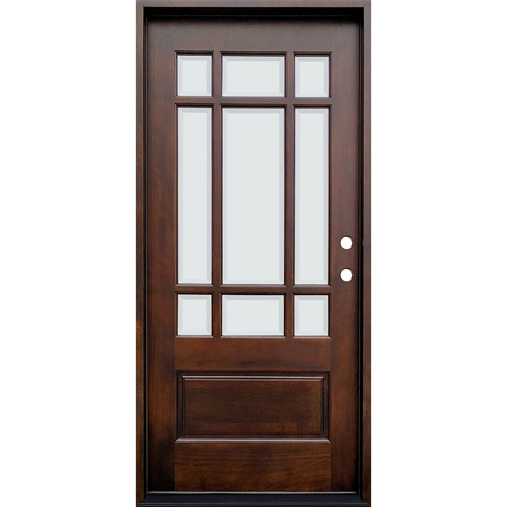 Greatview Mahogany 3/4 Lite Prehung Front Door - 36" x 80" Left-Hand Inswing