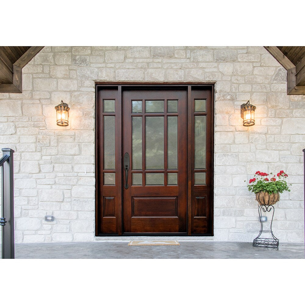 Greatview Doors Mahogany Stained Prehung Front Door with Sidelights