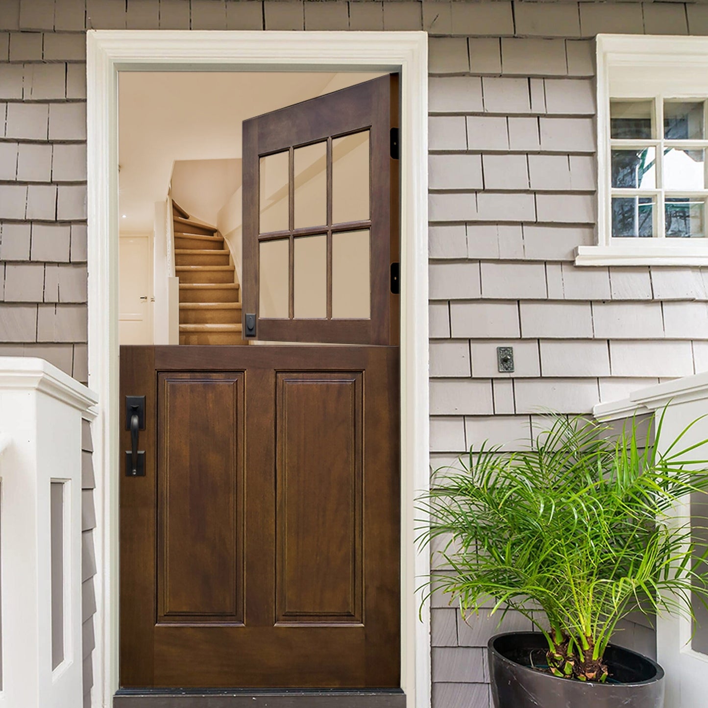 Creative Entryways Craftsman Espresso Stained Wood Dutch Door - 36 x 80 in.