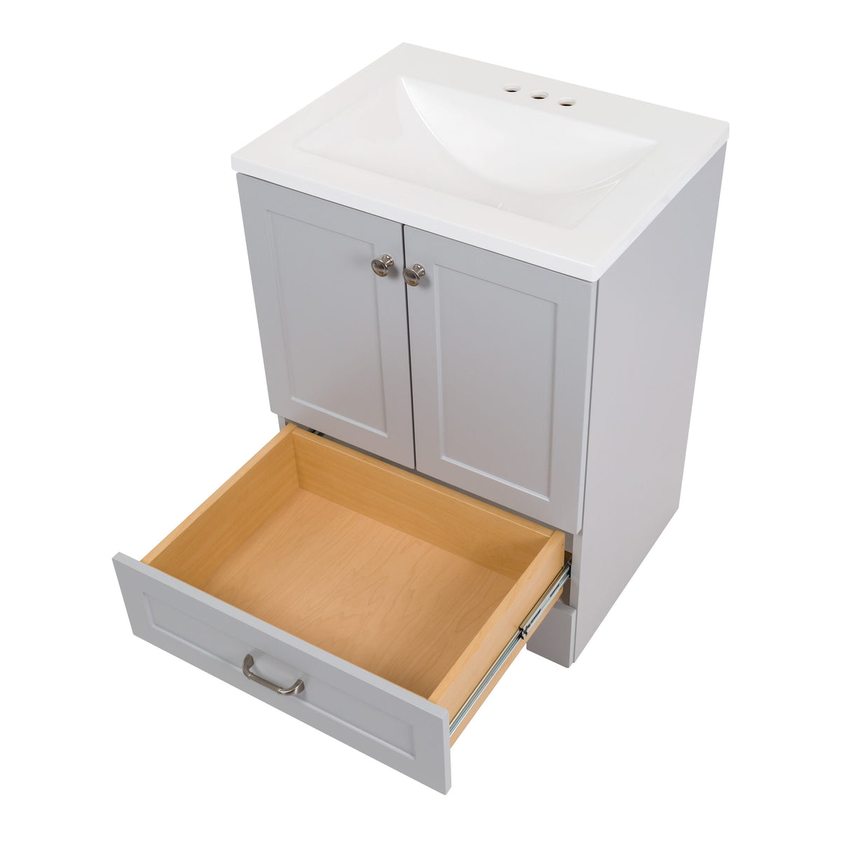 Diamond NOW Cassidy 24.5-in Pearl Gray Single-Sink Bathroom Vanity with White Cultured Marble Top