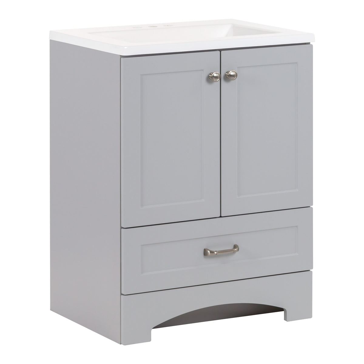 Diamond NOW Cassidy 24.5-in Pearl Gray Single-Sink Bathroom Vanity with White Cultured Marble Top