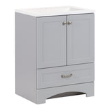 Diamond NOW Cassidy 24.5-in Pearl Gray Single-Sink Bathroom Vanity with White Cultured Marble Top