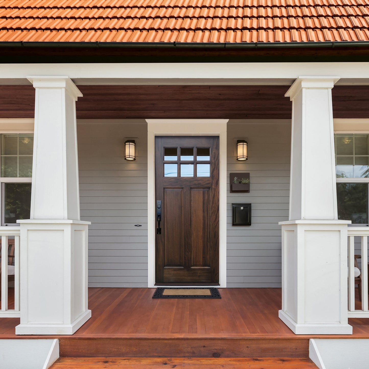 Creative Entryways Unfinished Wood Craftsman Front Door with Clear Glass