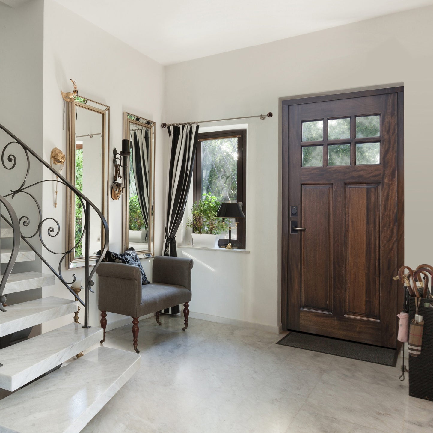 Creative Entryways 36-inch Craftsman Mahogany Front Door with Clear Glass
