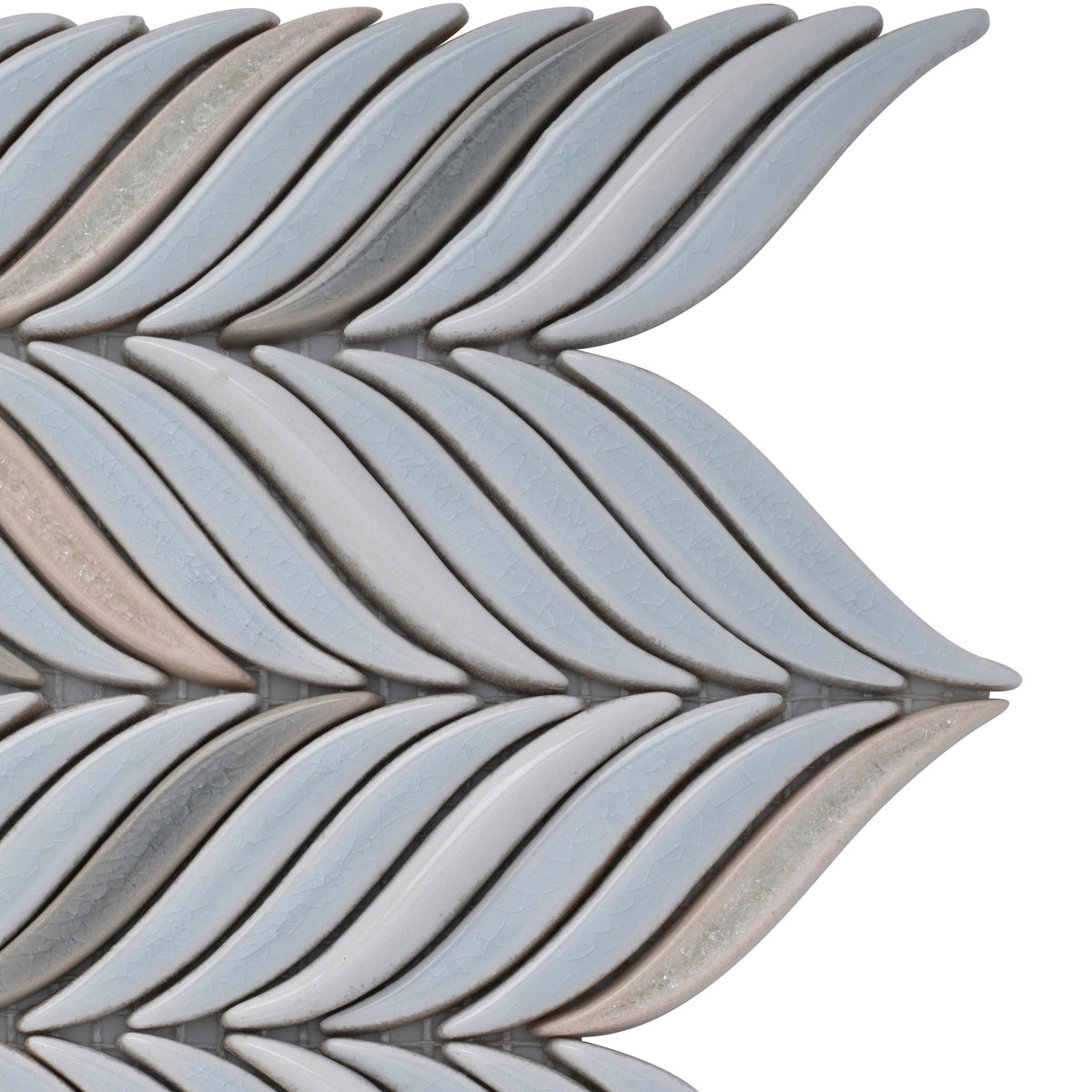 Apollo Tile (Sample) Deluxe White and Blue 10-in x 12-in Glossy Ceramic Herringbone Patterned Wall Tile