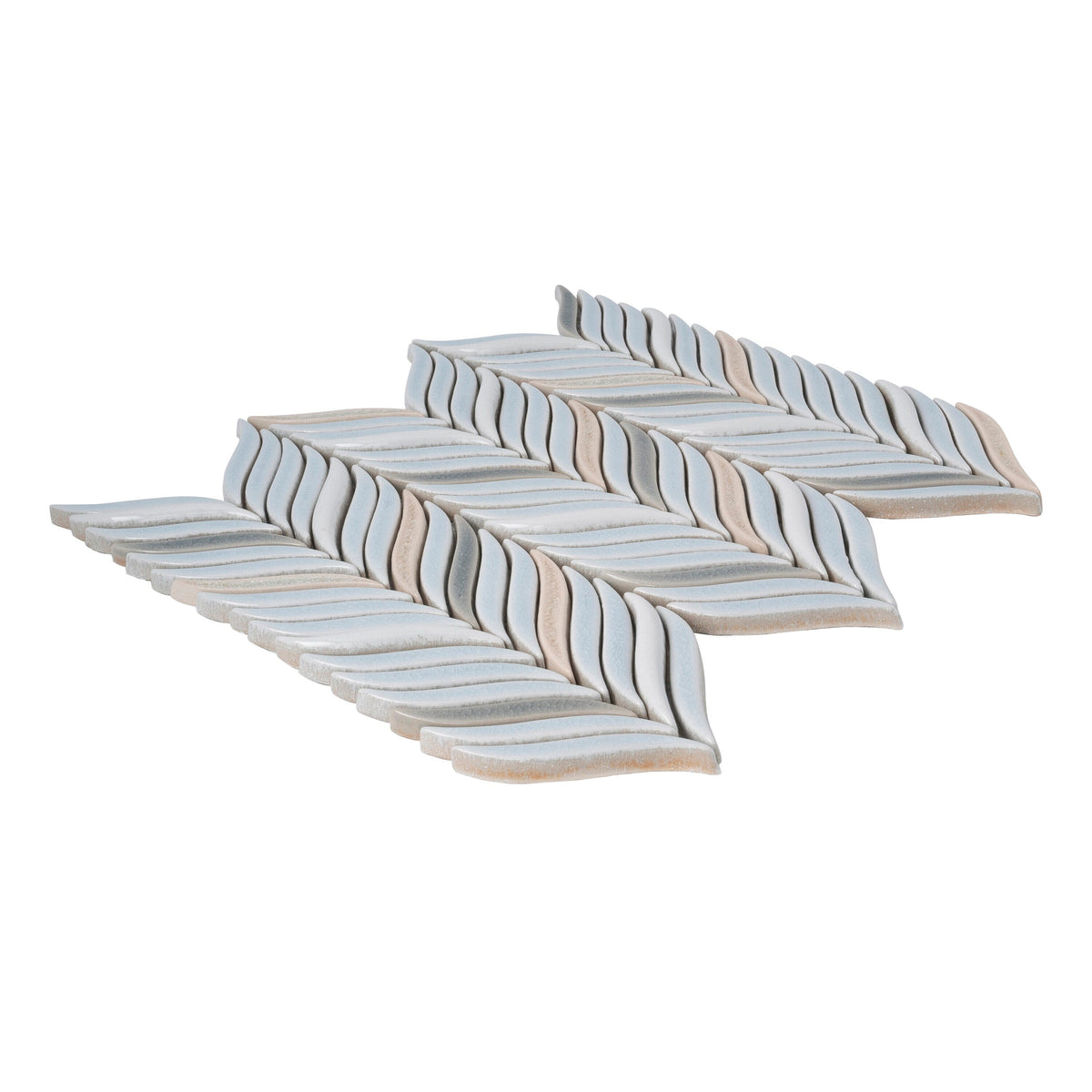 Apollo Tile (Sample) Deluxe White and Blue 10-in x 12-in Glossy Ceramic Herringbone Patterned Wall Tile