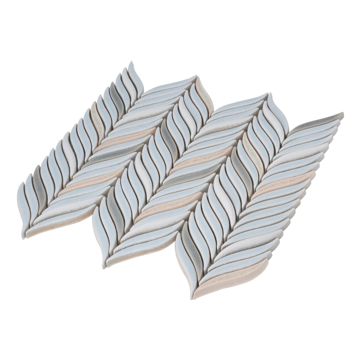 Apollo Tile (Sample) Deluxe White and Blue 10-in x 12-in Glossy Ceramic Herringbone Patterned Wall Tile
