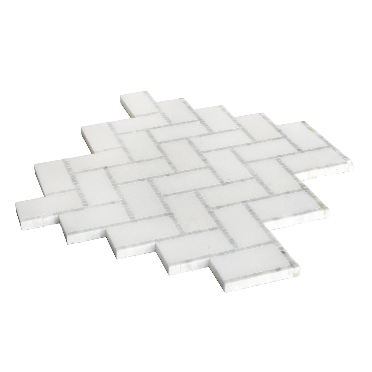 Apollo Tile (Sample) Athens White 10-in x 11-in Polished Marble Herringbone Patterned Floor and Wall Tile