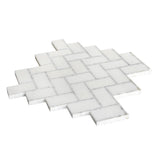 Apollo Tile (Sample) Athens White 10-in x 11-in Polished Marble Herringbone Patterned Floor and Wall Tile